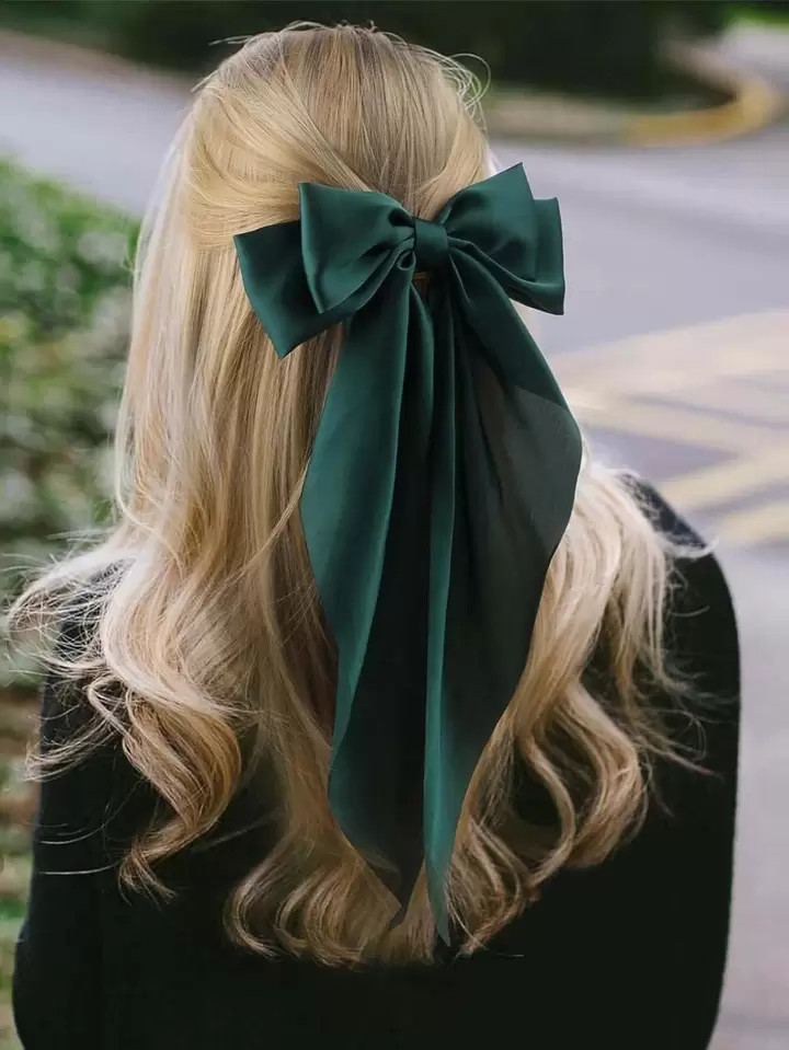 1pc Retro Women's Large Satin Bow Elastic Hair Clip Cute | SHEIN USA | SHEIN
