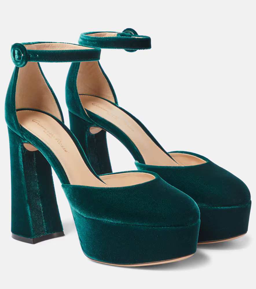 Gianvito Rossi Holly D'Orsay velvet platform pumps | Mytheresa (US/CA)