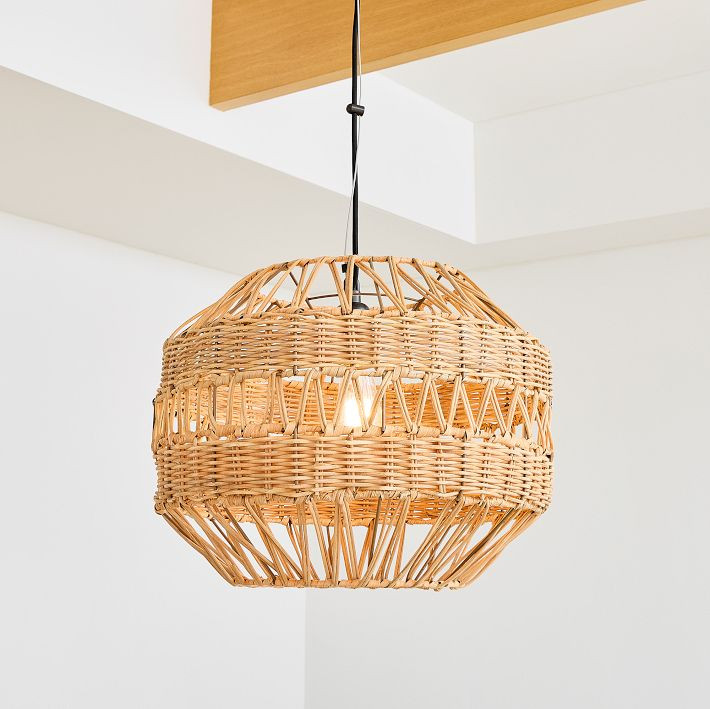 Rattan Weave Pendant (18"–28") | West Elm (US)
