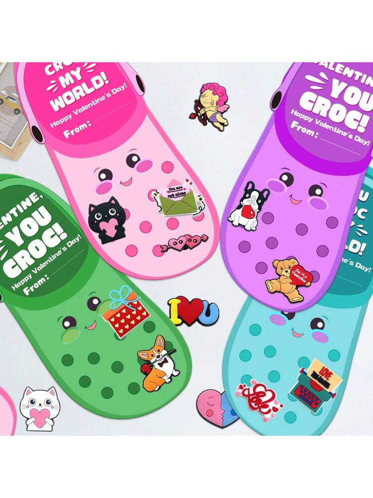 32pcs Valentine's Day Gift Cards With Adorable Shoe Decorations, Fun Valentine's Day Cards Set, S... | SHEIN