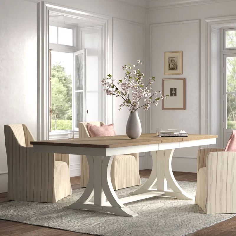 Harriett Extendable Solid Wood Trestle Dining Table | Wayfair North America