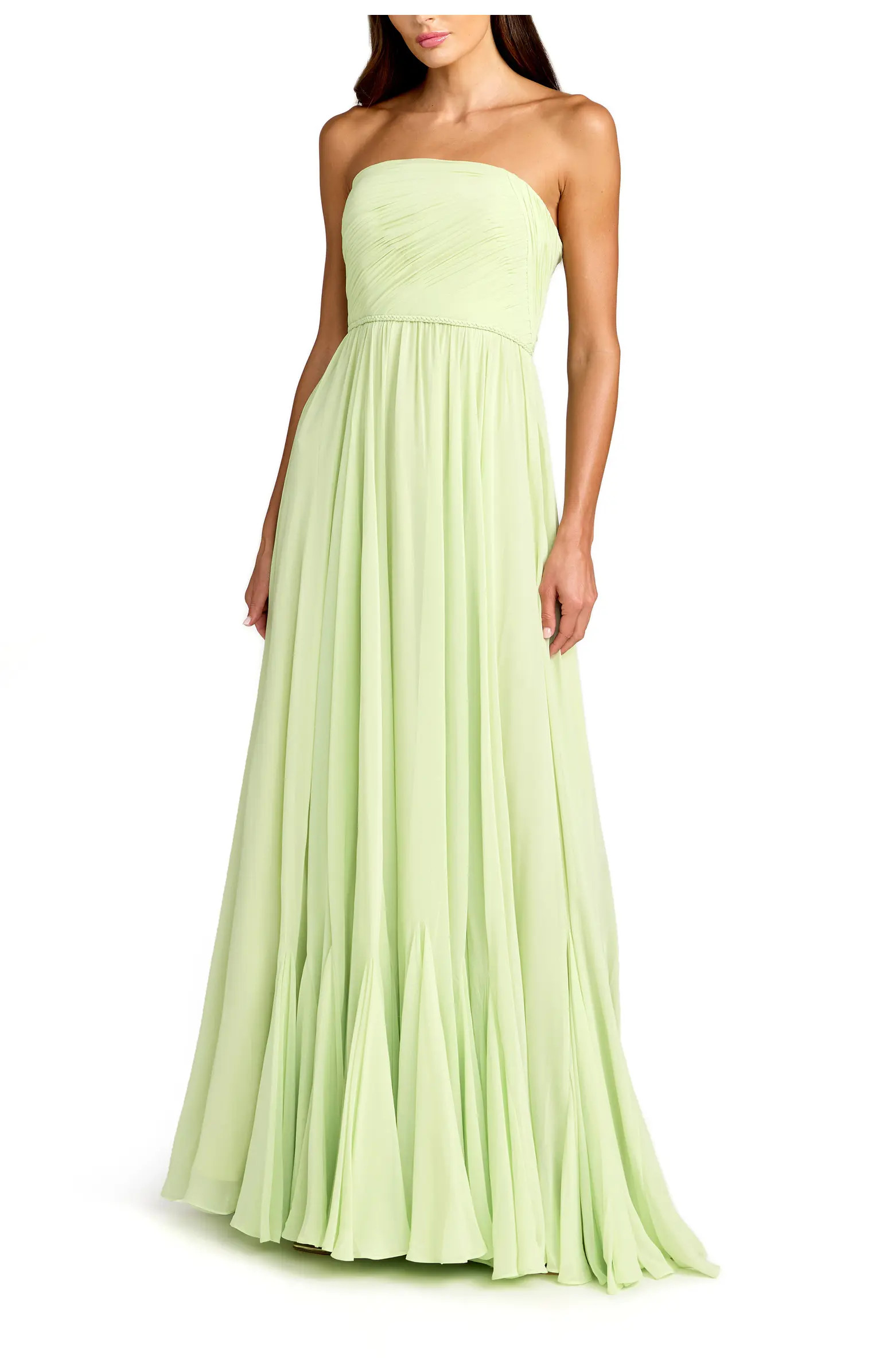 Strapless Chiffon Gown With Braided Belt | Nordstrom