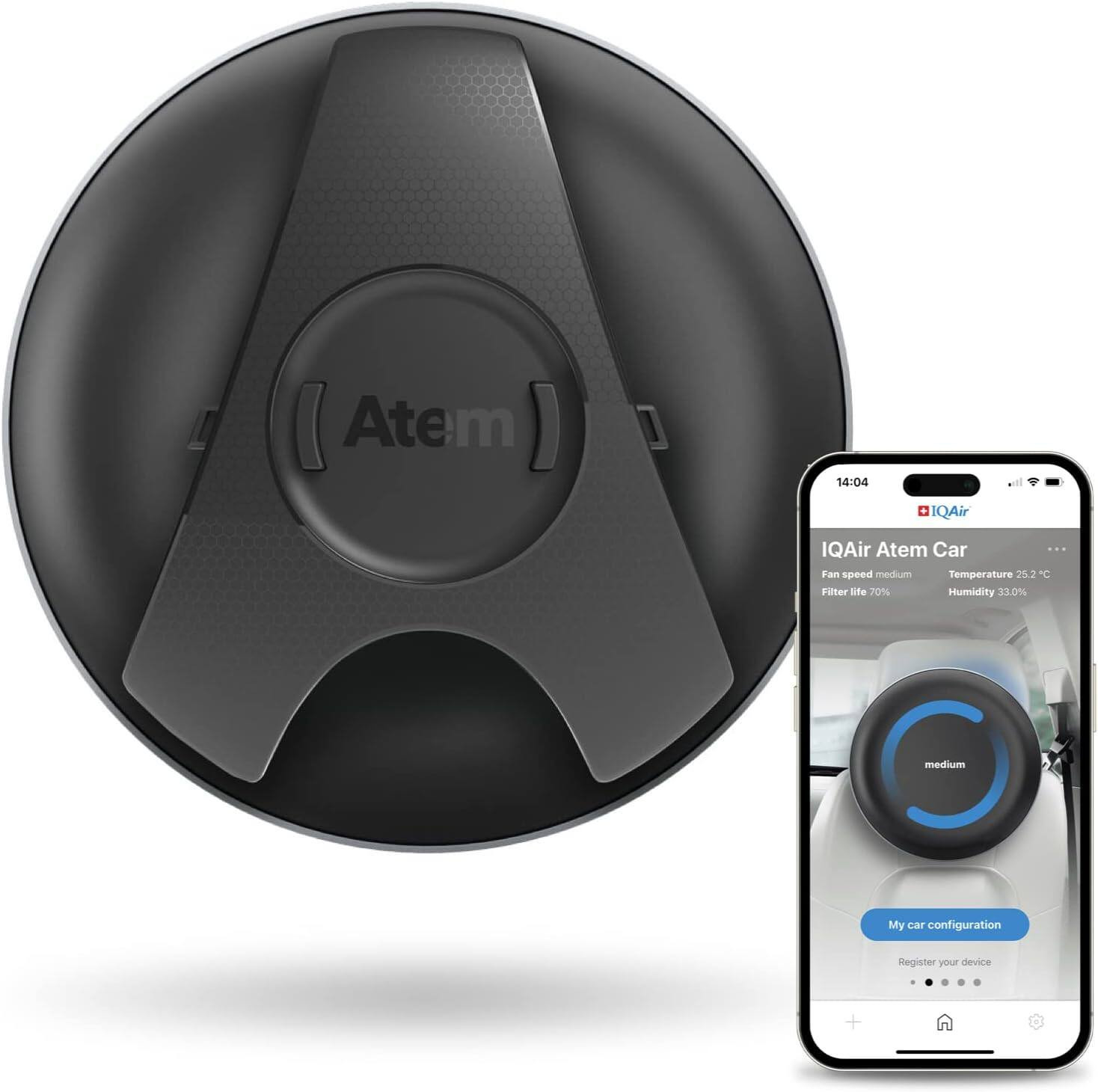 IQAir - Atem Car Portable Air Purifier - Black | Best Buy U.S.