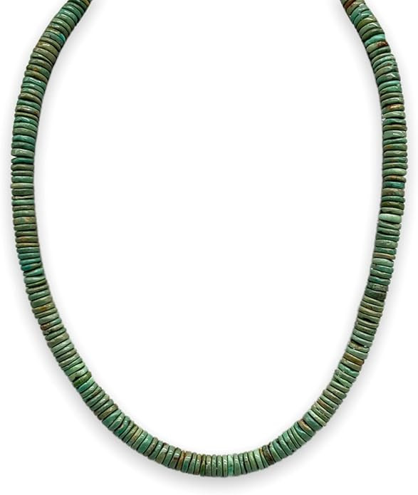 20 inch, Genuine Nevada Green Turquoise Necklace, Sterling Silver, Navajo Native American Handmad... | Amazon (US)