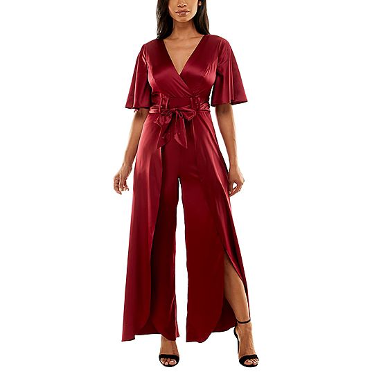 Premier Amour Short Sleeve Satin Split Leg Jumpsuit | JCPenney