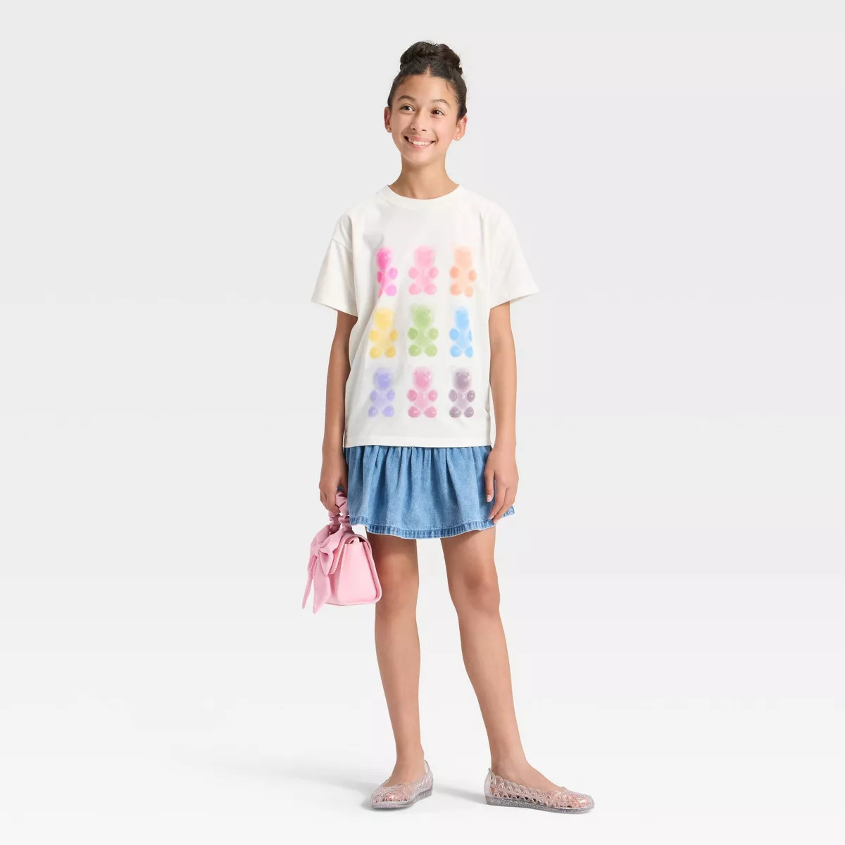 Girls' Short Sleeve Oversized Gummy Bears Graphic T-Shirt - Cat & Jack™ Cream | Target
