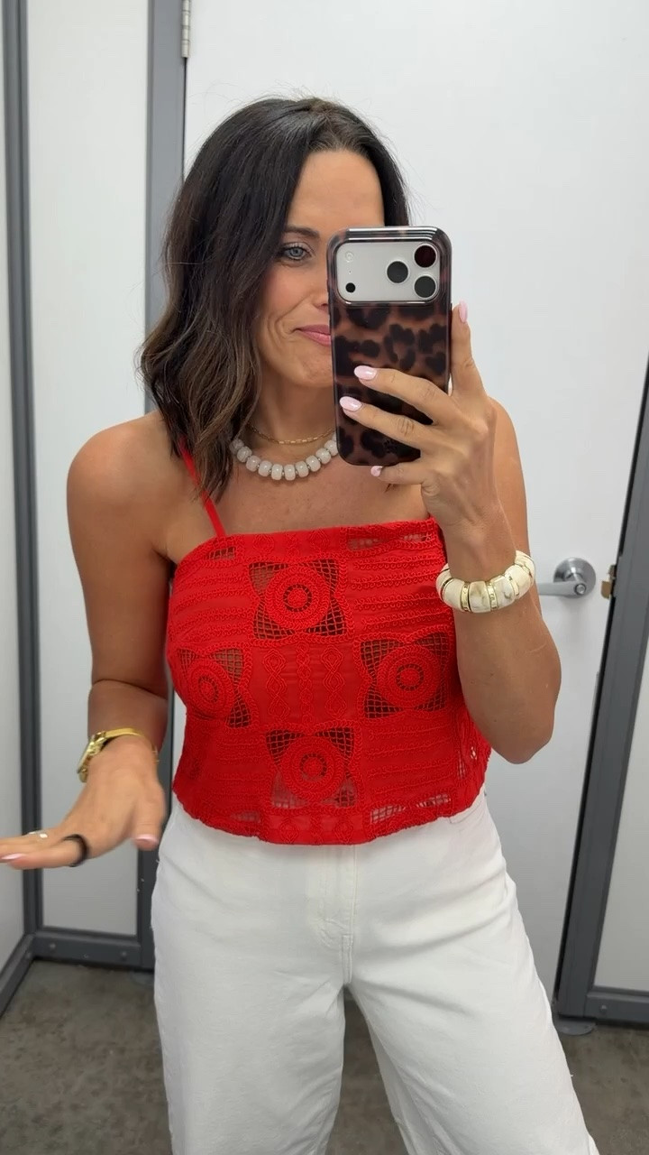 Okay this Walmart top is FUN 😍 the red crochet detail makes it look so boutique and expensive. Such a cute summer date night look. #walmartfashion #walmartfinds #ltkstyle #summeroutfit #affordablefashion #datenightlook #outfitinspo