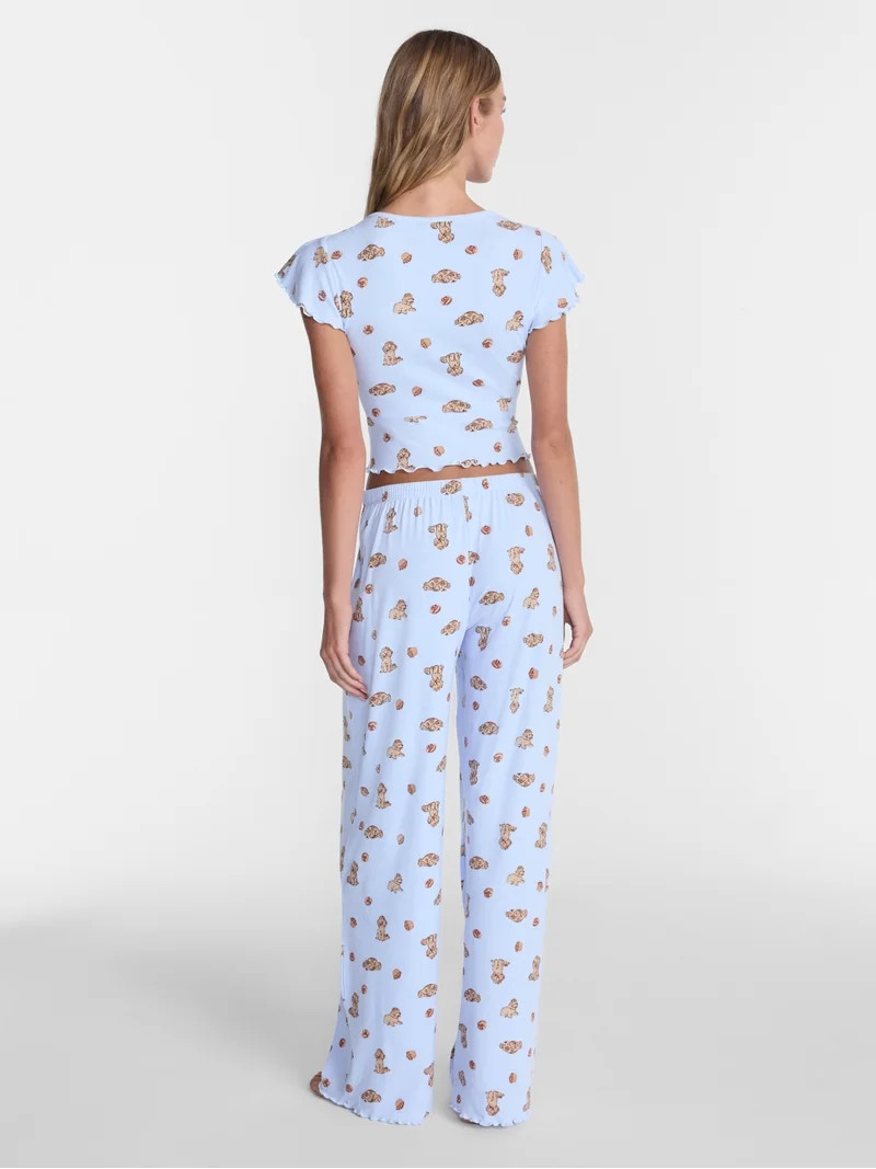 No Boundaries Henley Top and Pants Sleep Set, 2-Piece, Women's XS-XXL | Walmart (US)