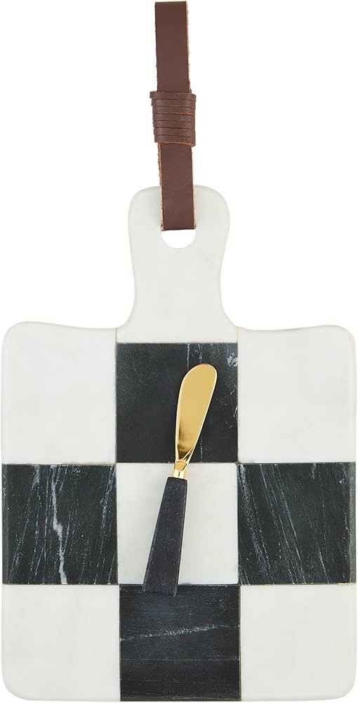 Mud Pie Checkered Marble Board; Board 12" x 9" | Spreader 5 1/2" | Amazon (US)