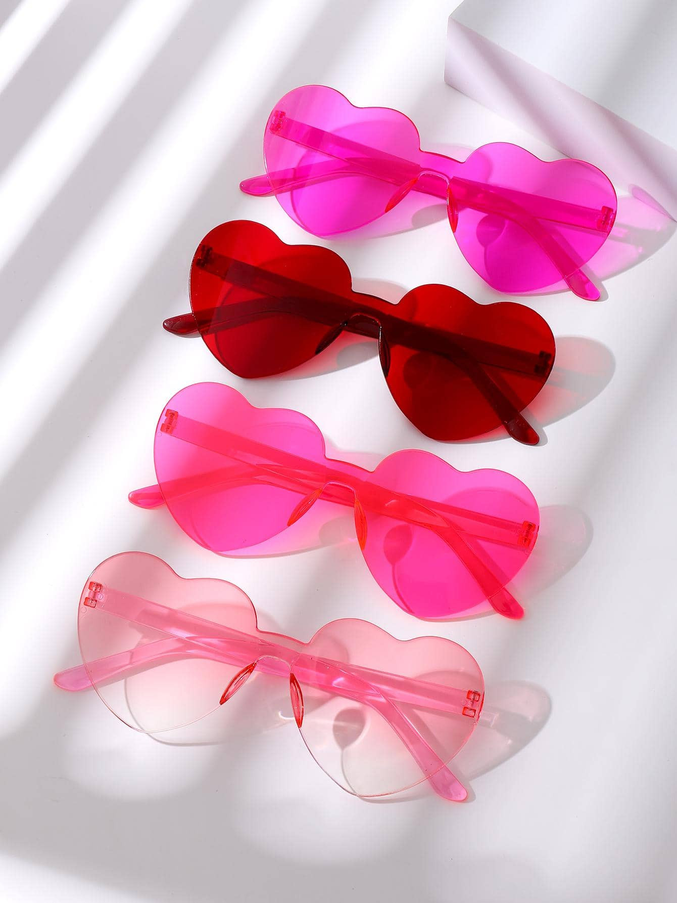 4pairs Women Heart Shaped Rimless Fashionable Glasses For Party | SHEIN