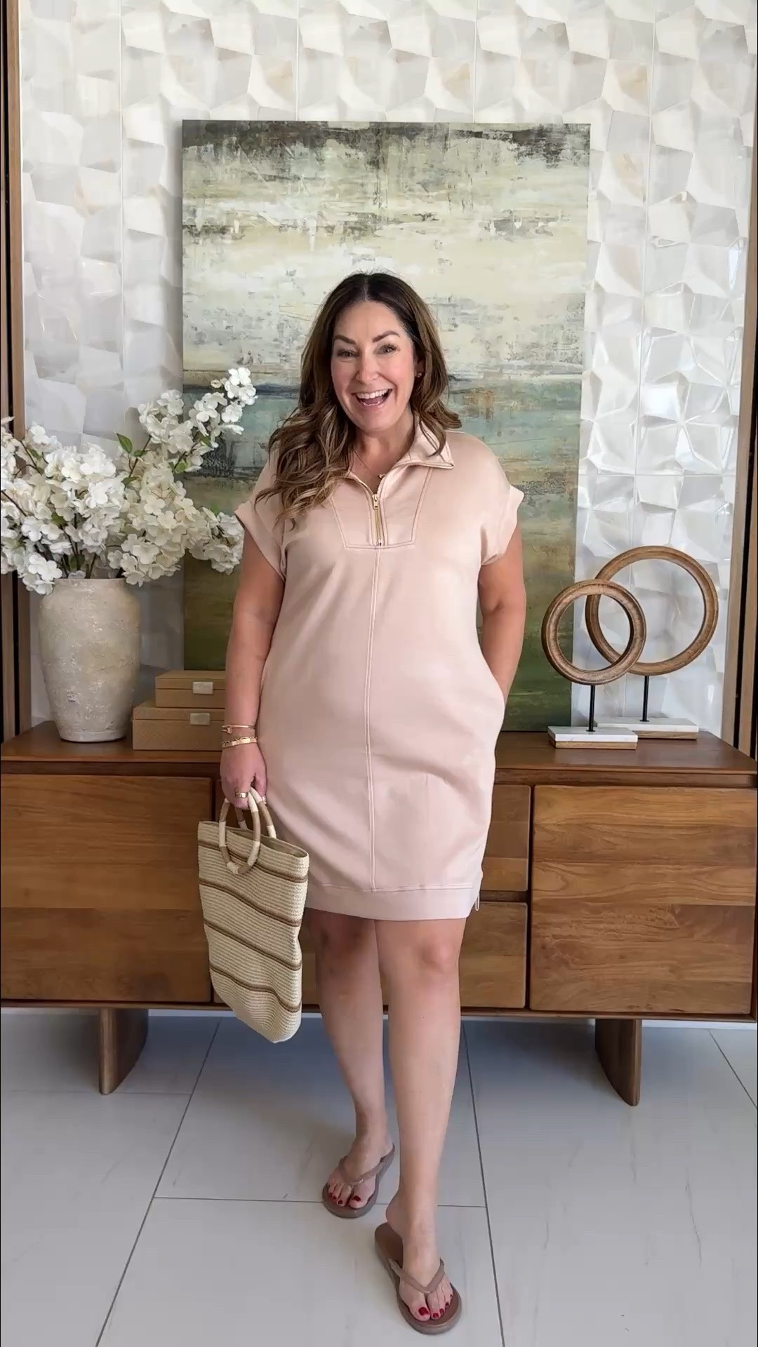 Summer Casual outfit with this soft Anrabess Half Zip Cap Sleeve dress #SummerStyle #BeachReady
📏Sizing Tips: Runs true to size, wearing L

#LTKSeasonal #LTKOver40 #LTKMidsize