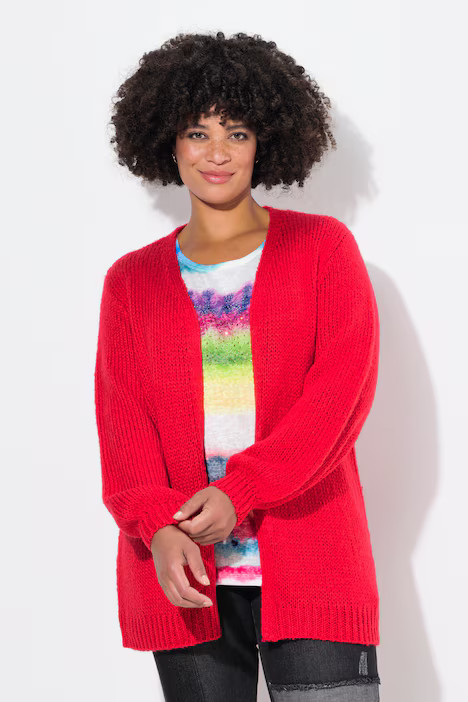 Straight cut cardigan with balloon sleeves | Ulla Popken - US