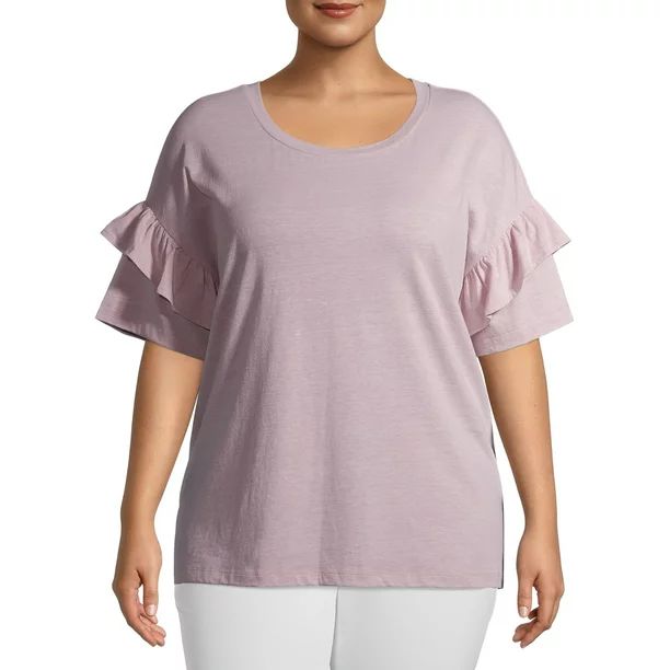 Terra & Sky Plus Size Ruffle Sleeve T-Shirt | Walmart (US)