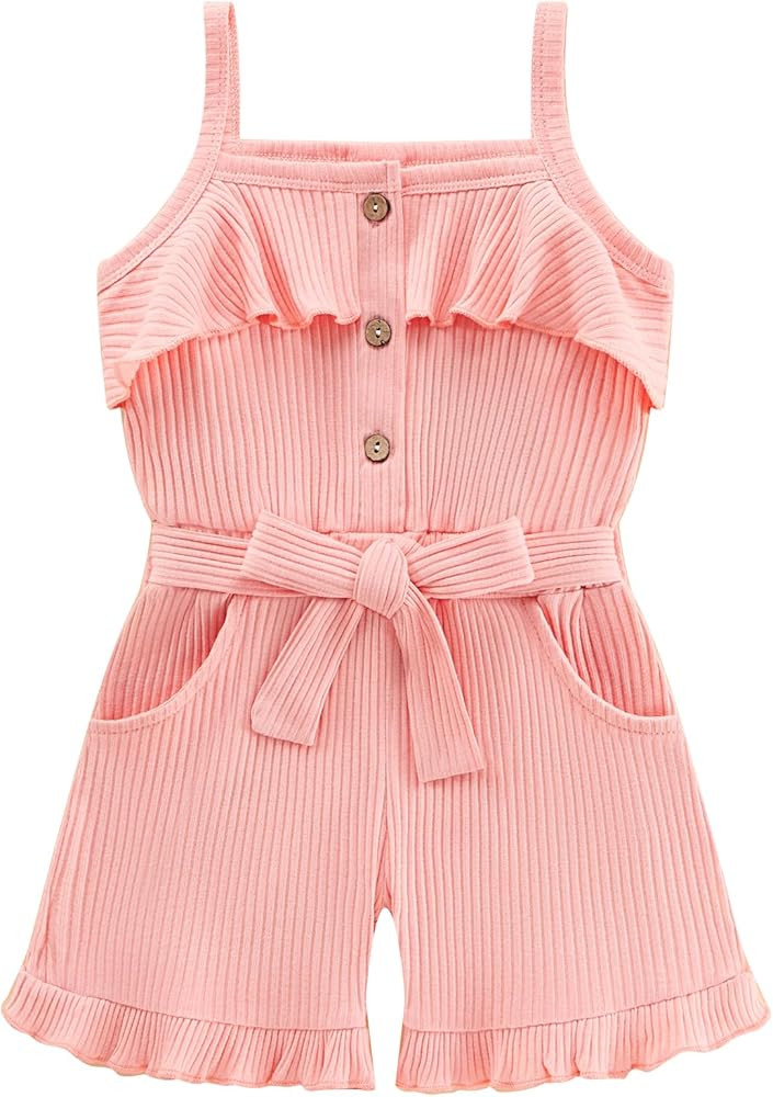 Toddler Girl Outfits Summer Clothes Set Baby Girl Sleeveless Halter Romper Spring Summer One Piec... | Amazon (US)