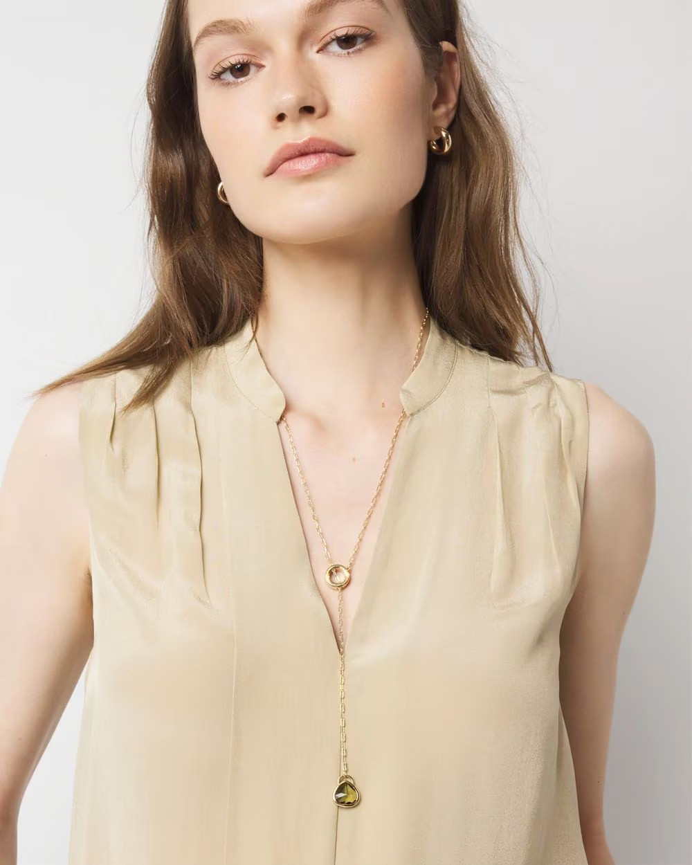 Olive + Gold Y Necklace | White House Black Market