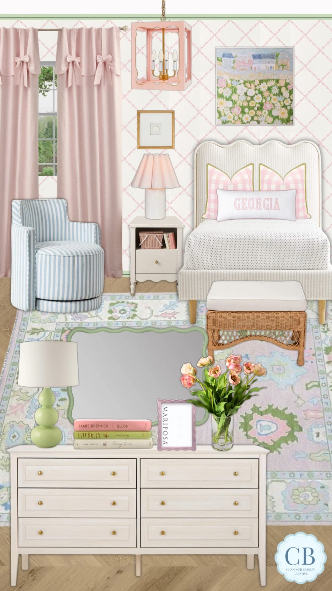 How cute are these buffalo check pillows with the striped scalloped twin bed!? Obsessed with the color play here and this pink green and blue little girls room! 

#LTKSaleAlert #LTKHome #LTKStyleTip