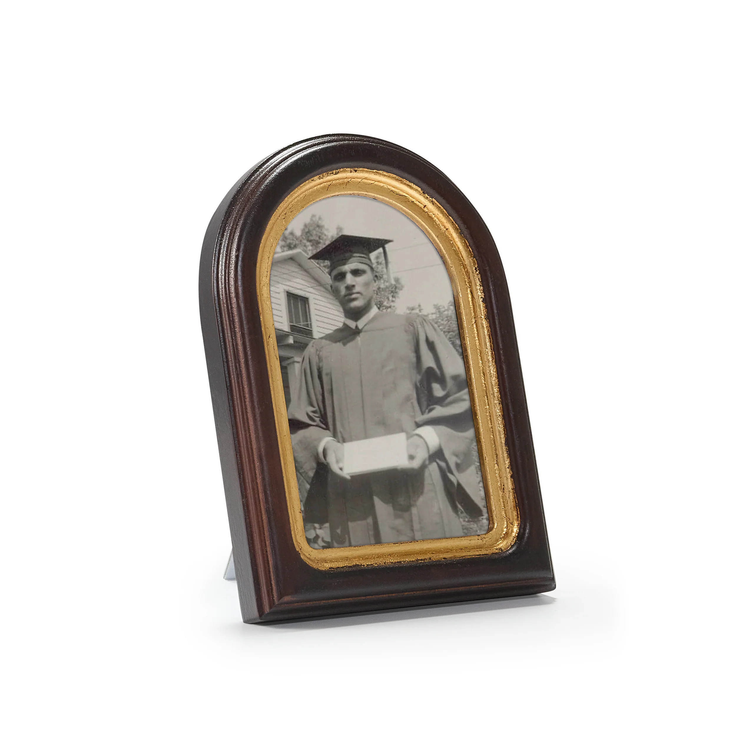 Antiqued Arch Tabletop Frame – Polished Wood and Gold | Framebridge