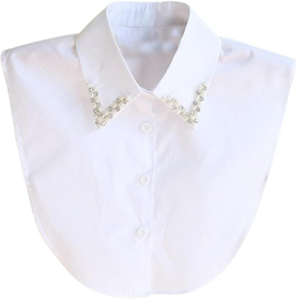 LoudSung Fake Collar Detachable Half Shirt Blouse False Collar Elegant Diamond Cotton Design for ... | Amazon (US)