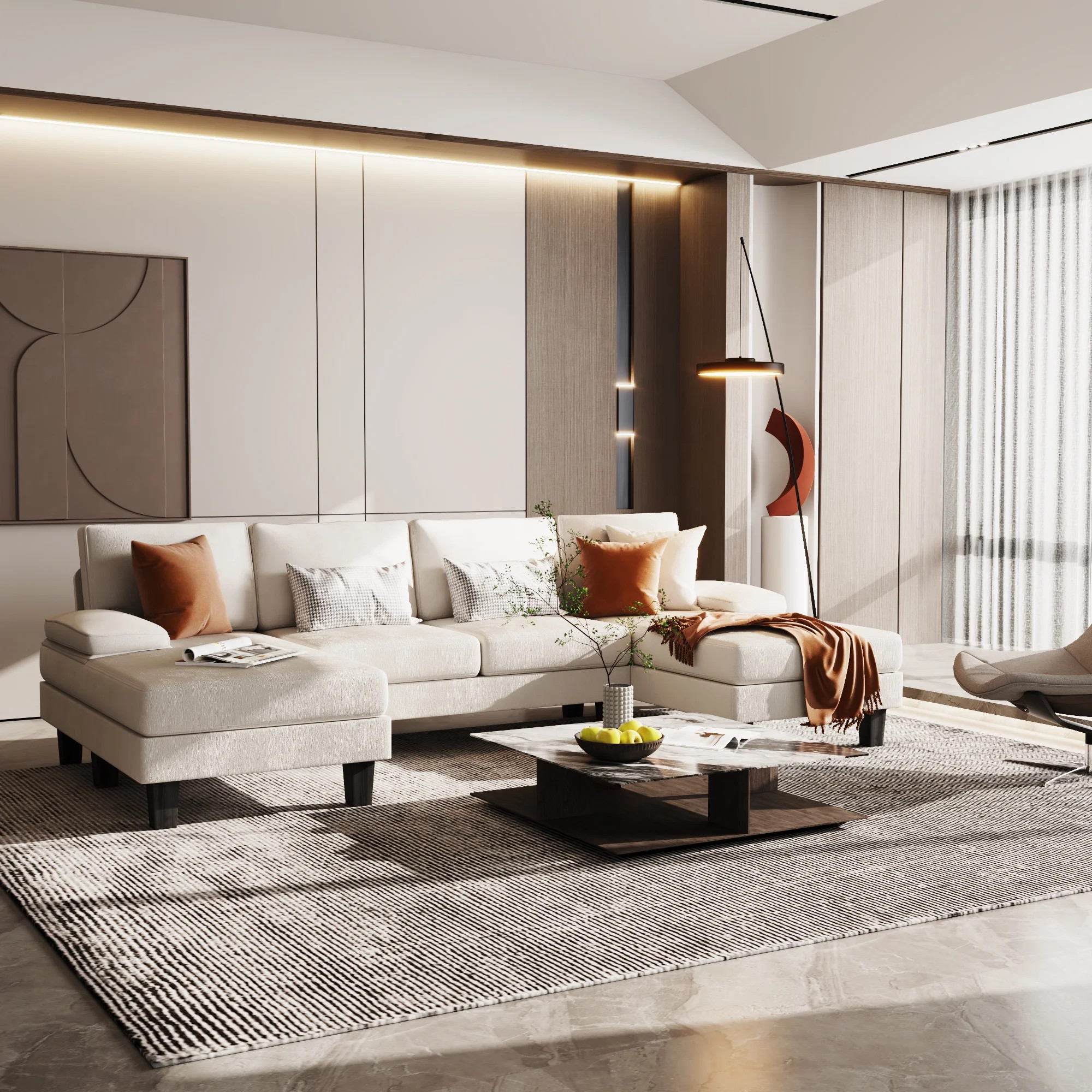 Homall Modern U-Shape Sectional Sofa, Chenille Fabric Modular Couch, 4 Seat Oversized Sofa with C... | Walmart (US)