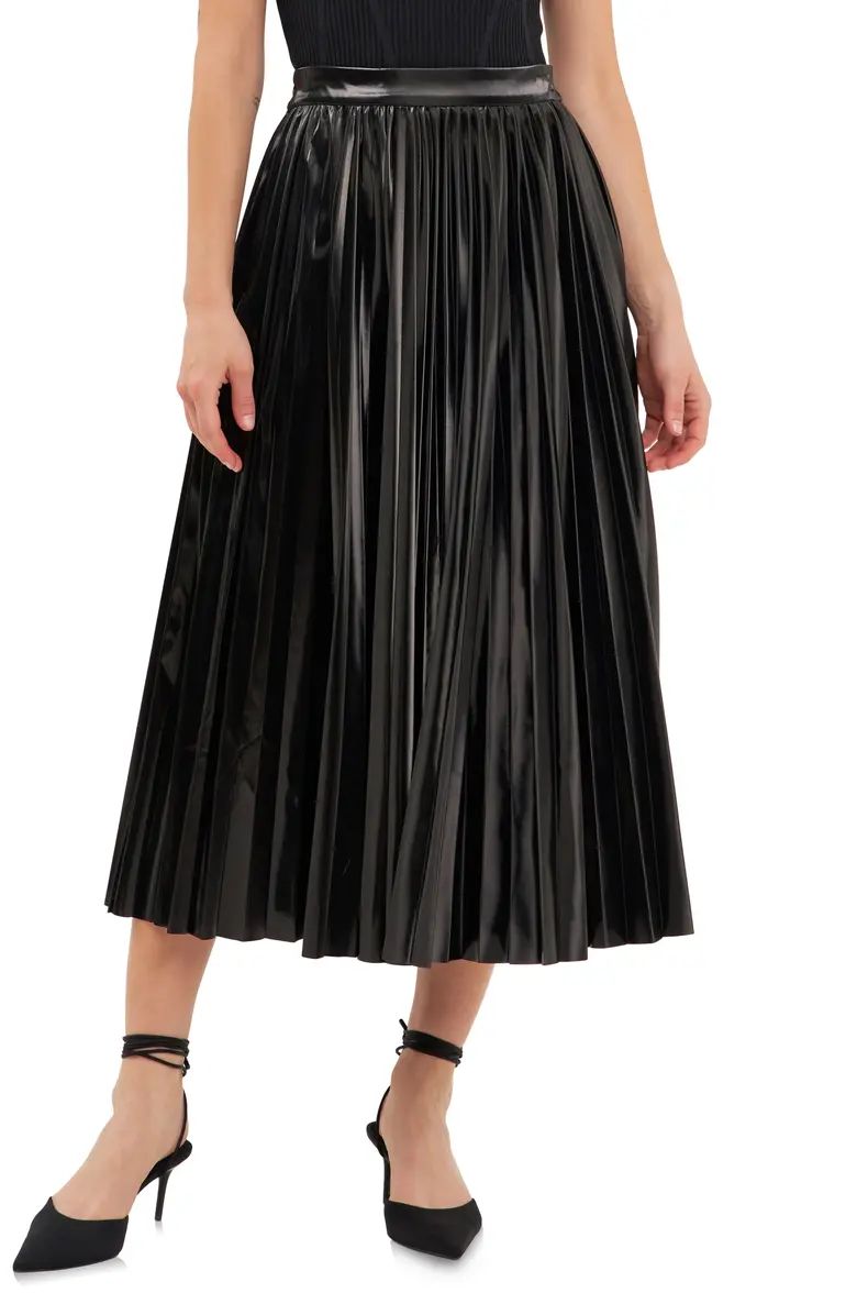 Pleated Faux Leather Midi Skirt | Nordstrom