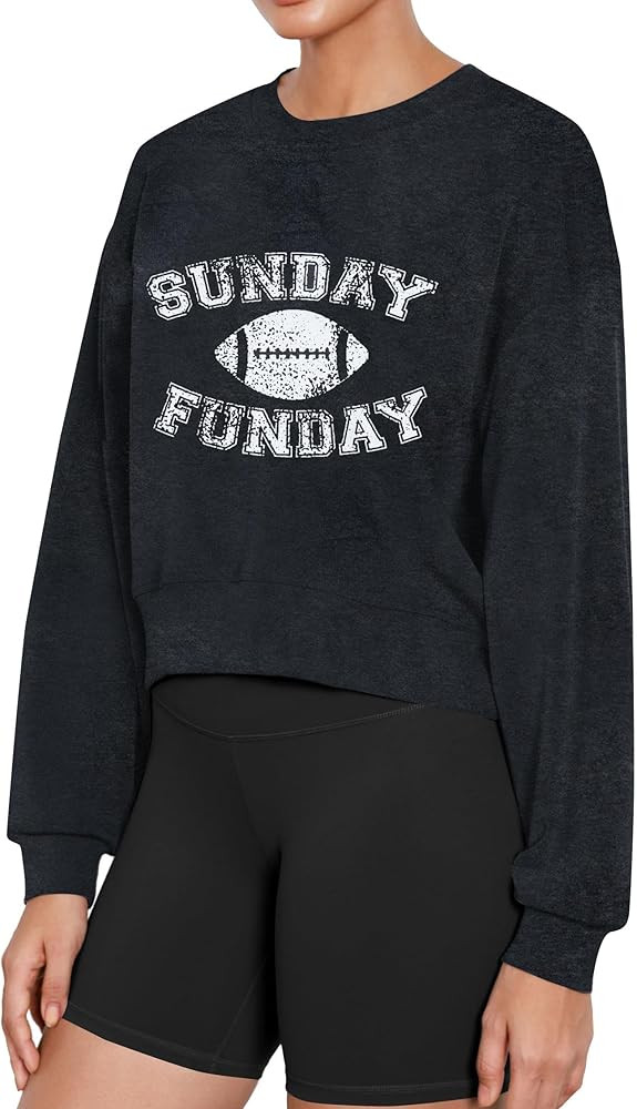 FLOYU Women Sunday Funday Sweatshirt Cute Football Graphic Pullover Game Day Weekend Tops Casual ... | Amazon (US)