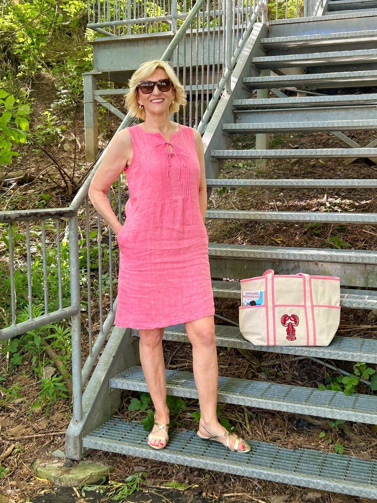 🧡 This linen shift dress from Talbots is such an easy, effortless piece, and I love how the gold sandals dress it up just a little. Add my favorite lobster tote for a fun pop of personality 🦞✨

Simple, comfortable, and ready for a sunny day!

#LTKSeasonal #LTKOver40 #LTKootd