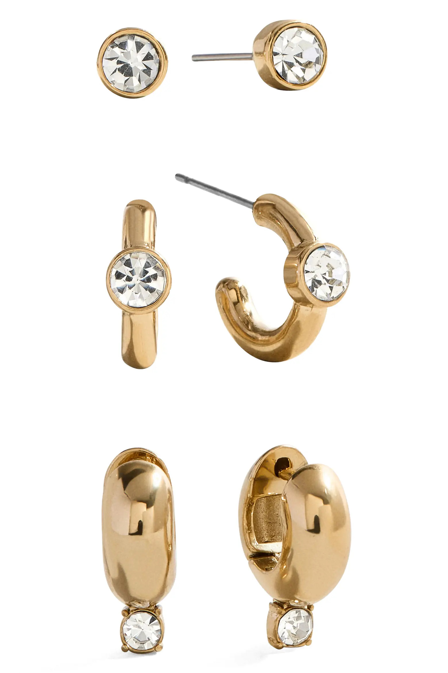 Set of 3 Pairs Huggie Hoop & Stud Earrings (Women) | Nordstrom | Nordstrom