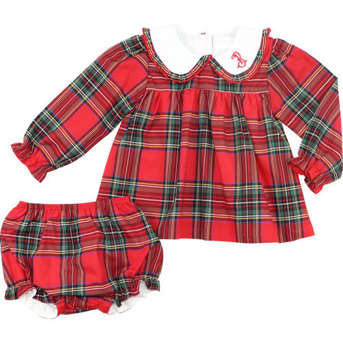Red And Green Holiday Plaid Ruffle Diaper Set | Cecil and Lou