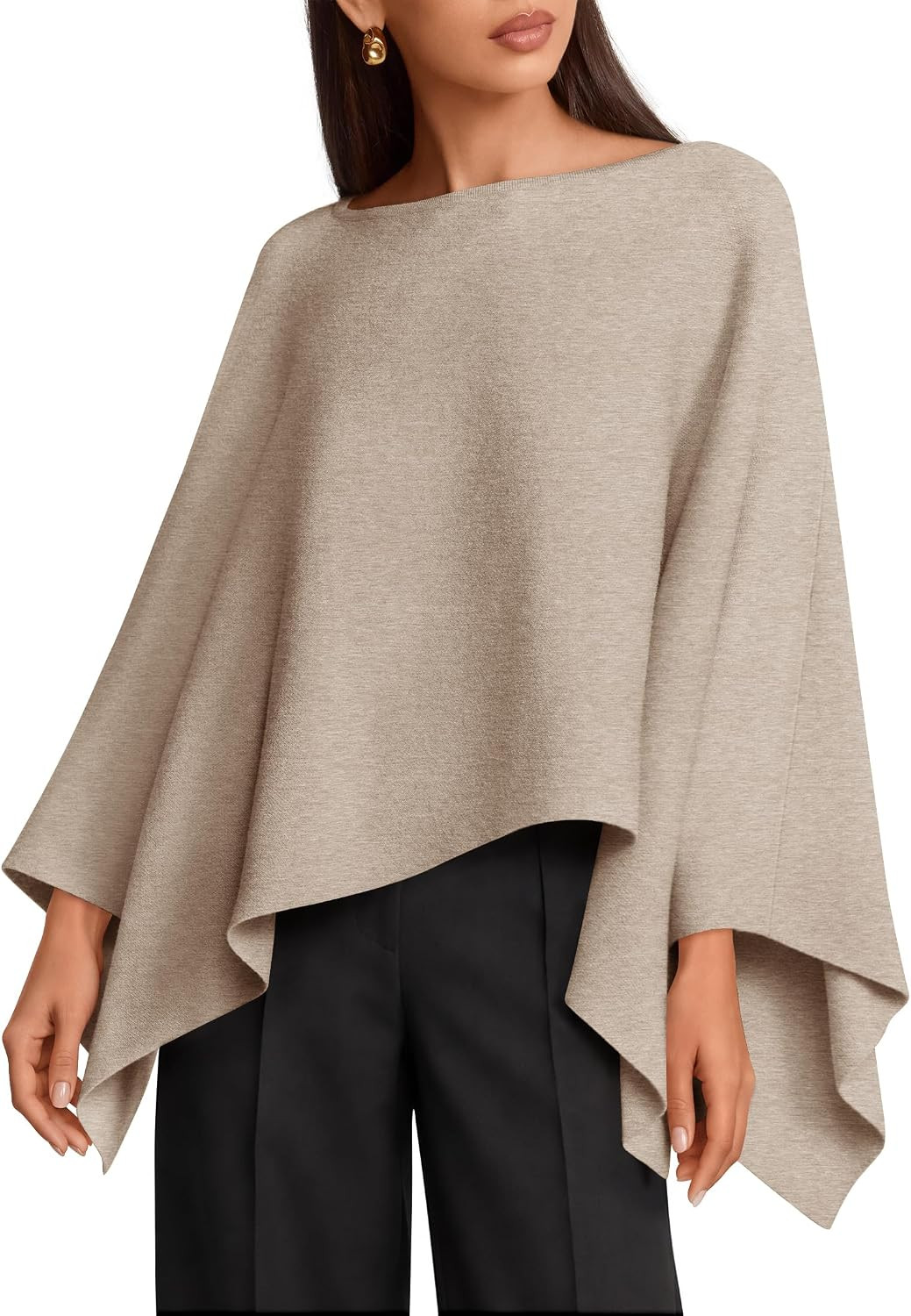 ZESICA Women's Fall Batwing Oversized Knitted Shawls Poncho Sweaters | Amazon (US)