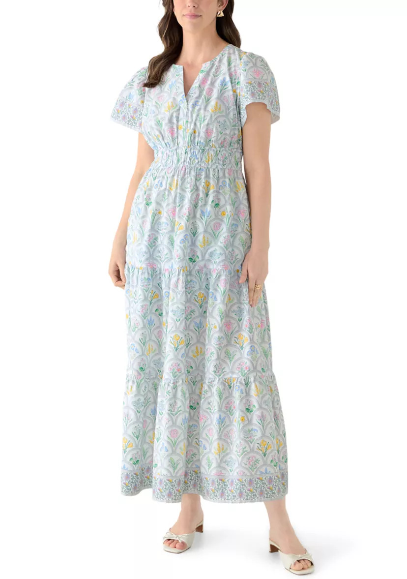 Women's Short Sleeve Waisted Midi Dress | Belk