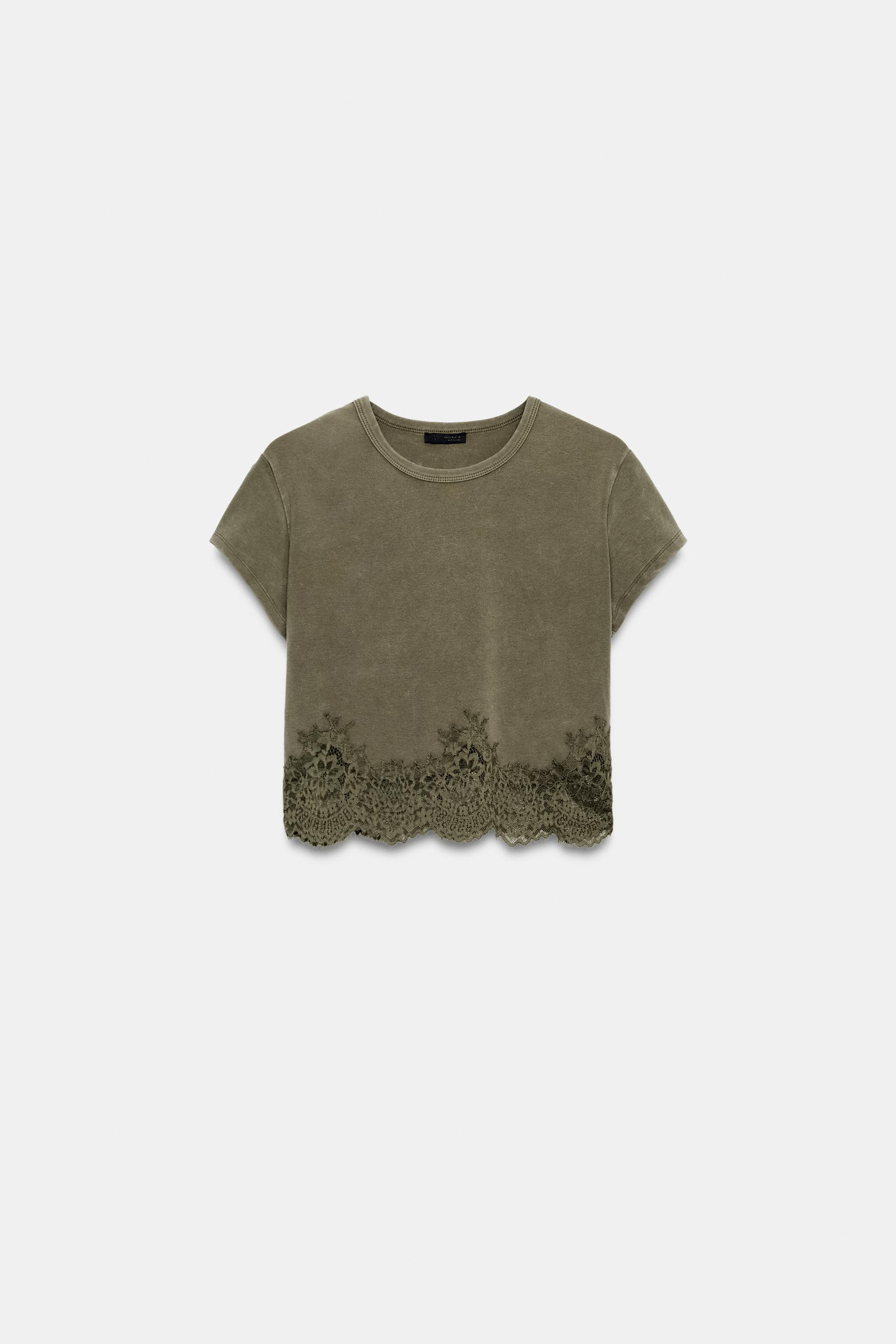CROPPED LACE T-SHIRT | Zara US