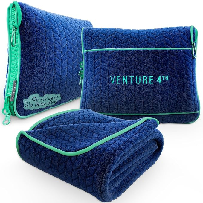 VENTURE 4TH Travel Blanket Pillow – Ultra-Soft, Compact 2-in-1 Pillow or Blanket for Airplane, ... | Amazon (US)