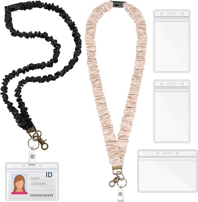 2 Set Teacher Scrunchie Lanyard with Safety Breakaway Buckle ID Badges Holder Retractable Lanyard... | Amazon (US)