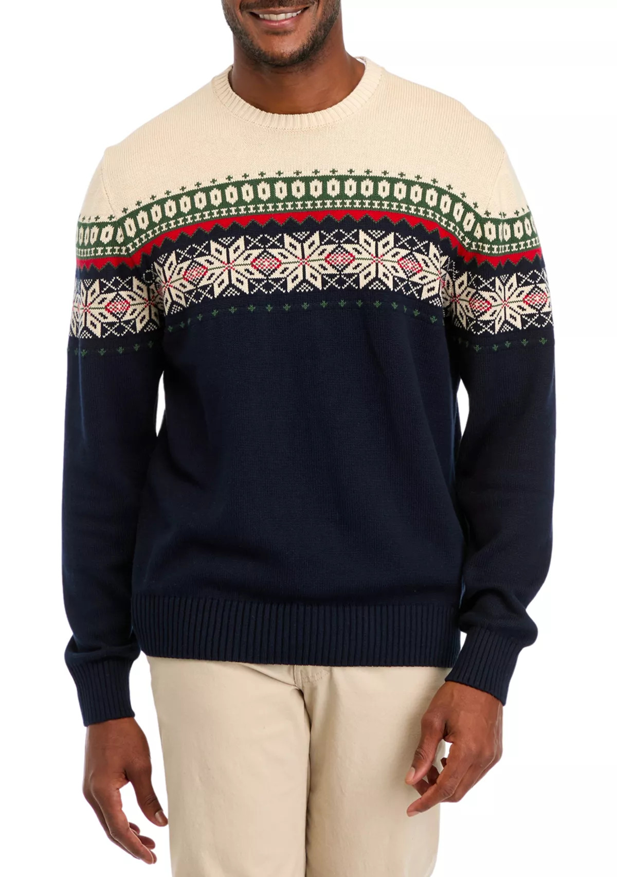 Men's Holiday Snowflake Crew Neck Sweater | Belk