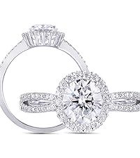 DovEggs Moissanite Engagement Ring for Women 14k Gold QUALITY Silver Center 1ct 6X7mm Vintage Ova... | Amazon (US)