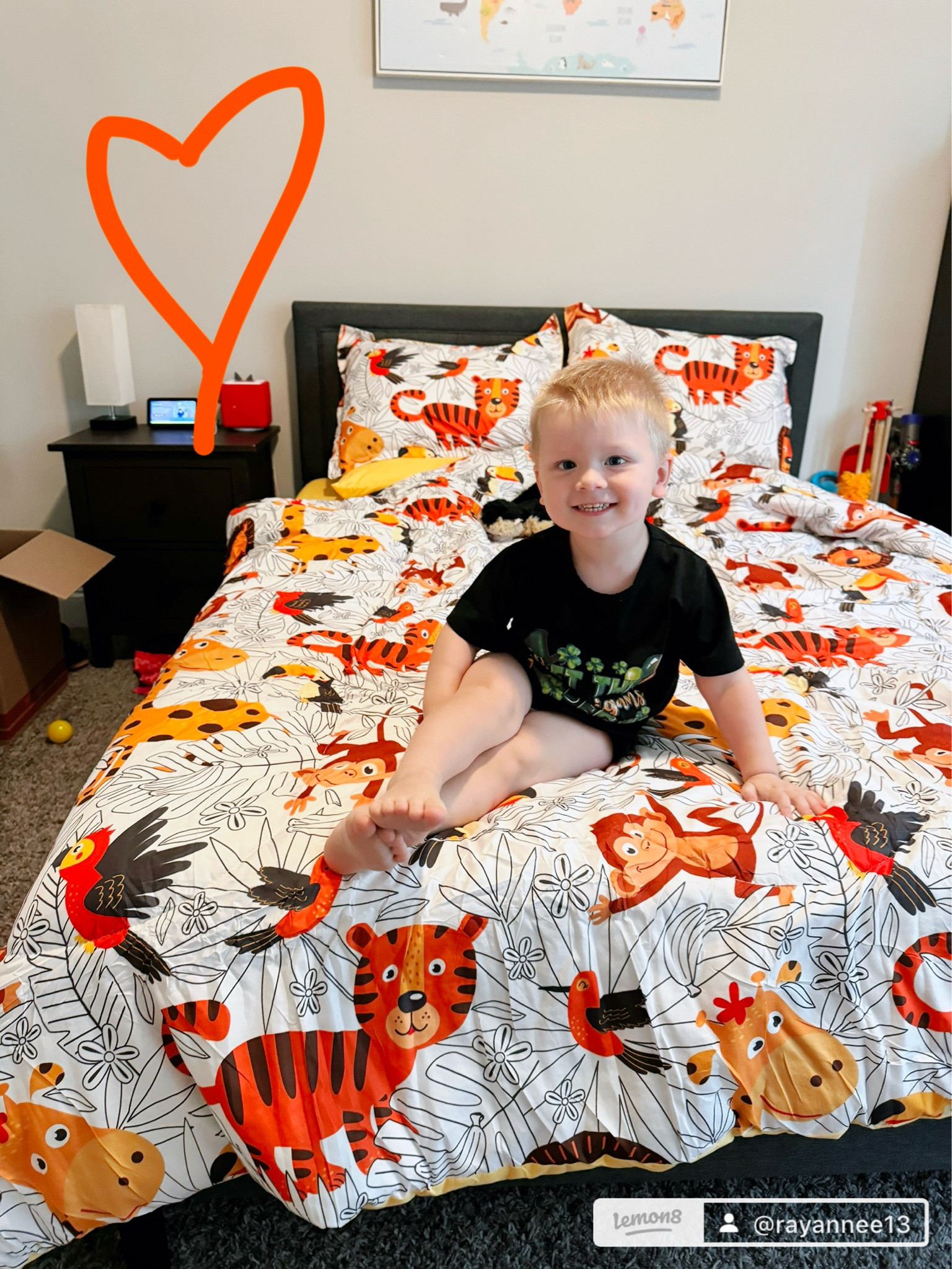 sweet baby showing off his new bed set 


animals, toddler, bedding, moving, unpacking 

#LTKKids #LTKHome #LTKFindsUnder100