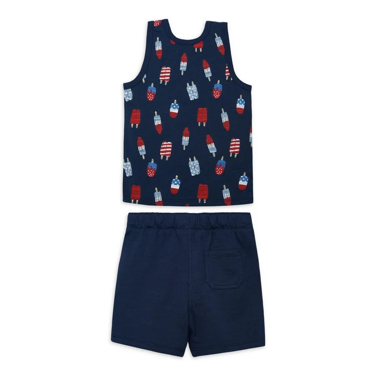 Wonder Nation Toddler Boys’ Americana Print Tank Top and Shorts Set, 2-Piece, Sizes 12M-5T | Walmart (US)