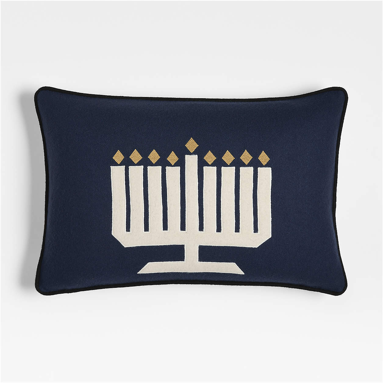 Menorah 22"x15" Deep Indigo Blue Multi Throw Pillow by Joan Anderson with Down-Alternative Insert... | Crate & Barrel