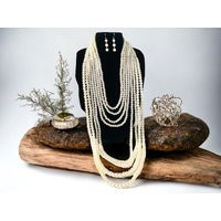 statement Faux Pearl Multi-Layer Necklace Boho Costume Jewelry | Etsy (US)