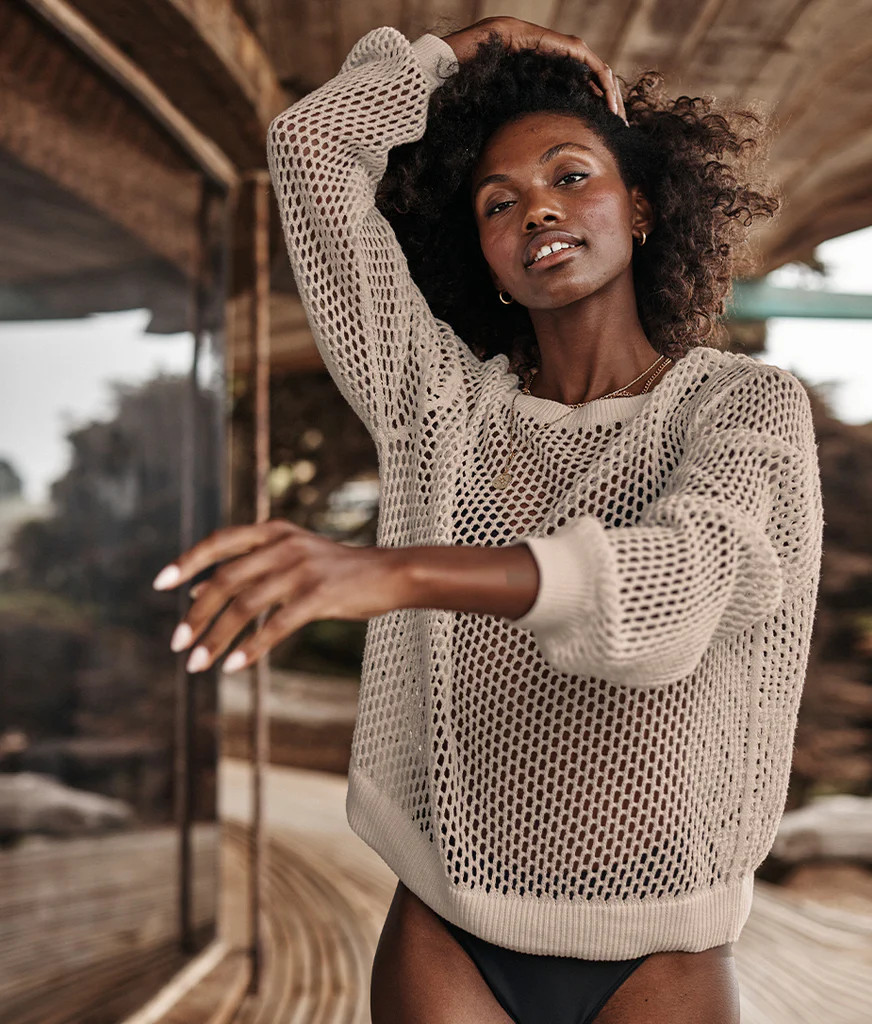 The Fishnet Crewneck Cover-Up - Natural | SummerSalt