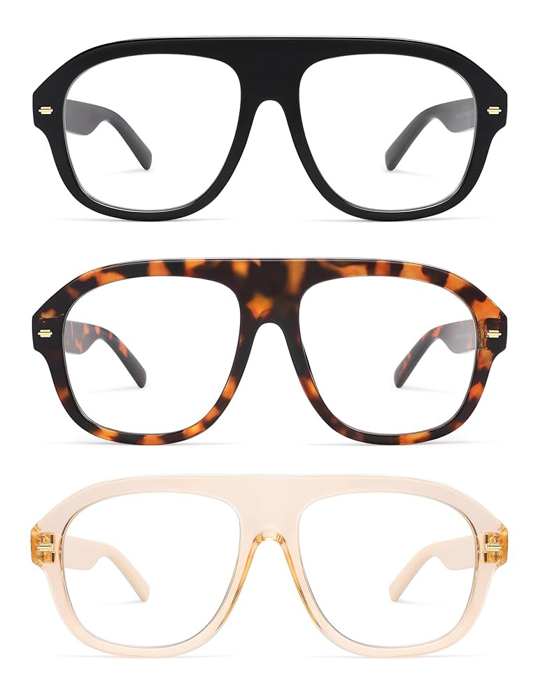 AMOMOMA 3 Pack Retro Blue Light Aviator Reading Glasses for Women Men,Oversized Large Computer Re... | Amazon (US)