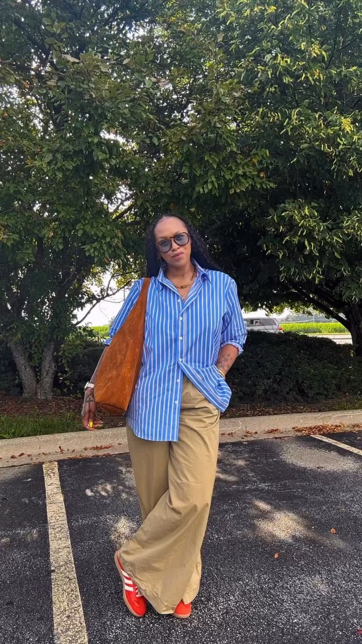 ✨ Real-Life Style for Real Women ✨

When you’re a mom, a multitasker, and a woman who does it all—your outfit needs to work as hard as you do. Today’s look is all about comfort without compromise: a bold striped button-up, wide-leg khakis, and my go-to orange sneakers for a pop of personality. 😆

This outfit is proof that you can be stylish, comfortable, and confident—all at the same time.

🔑 Key style tips for moms:
• Go for neutral pieces with standout details
• Add a pop of color with your shoes or accessories
• Comfort is the new chic—always.

📍 Outfit Details:
Shirt: H&M (sz. med)
Pants: Target (Future Collective) (sz. med)
Shoes: Adidas Sambas
Bag: Target 

#ootd #comfortandstyle #easyoutfitideas #RealLifeFashion #StyleInspoForMoms #workingmomstyle #everydaychic #widelegpants #fashionover40 #momstyletips

#LTKStyleTip #LTKMidsize #LTKOver40