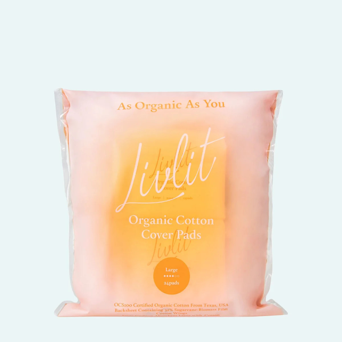 LIVLIT I Large Pad, 100% Organic Cotton, Zero Chemical (No SAP) | LIVLIT