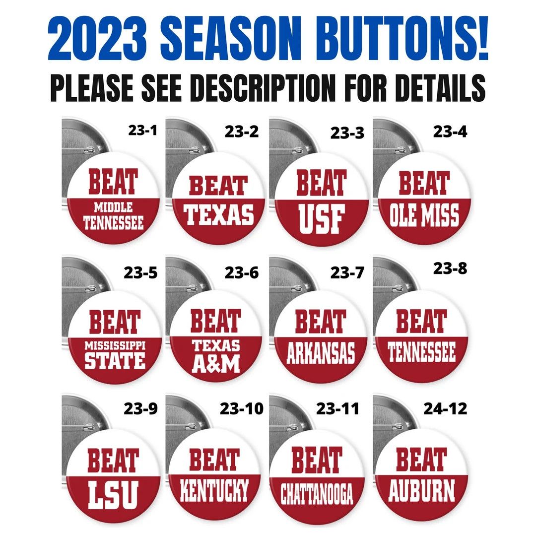 2023 Alabama Football Season BEAT ... 2.25" Button Pin Badge | Etsy (US)