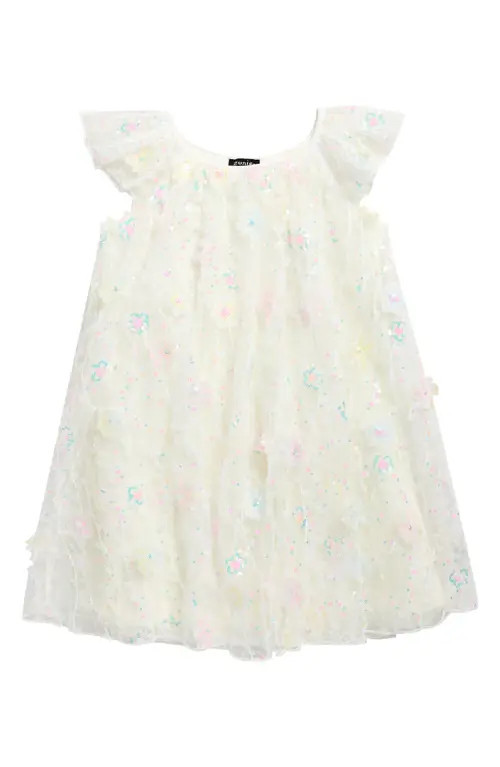 Zunie Kids' Sequin & Floral Appliqué Float Dress in Ivory at Nordstrom, Size 5 | Nordstrom