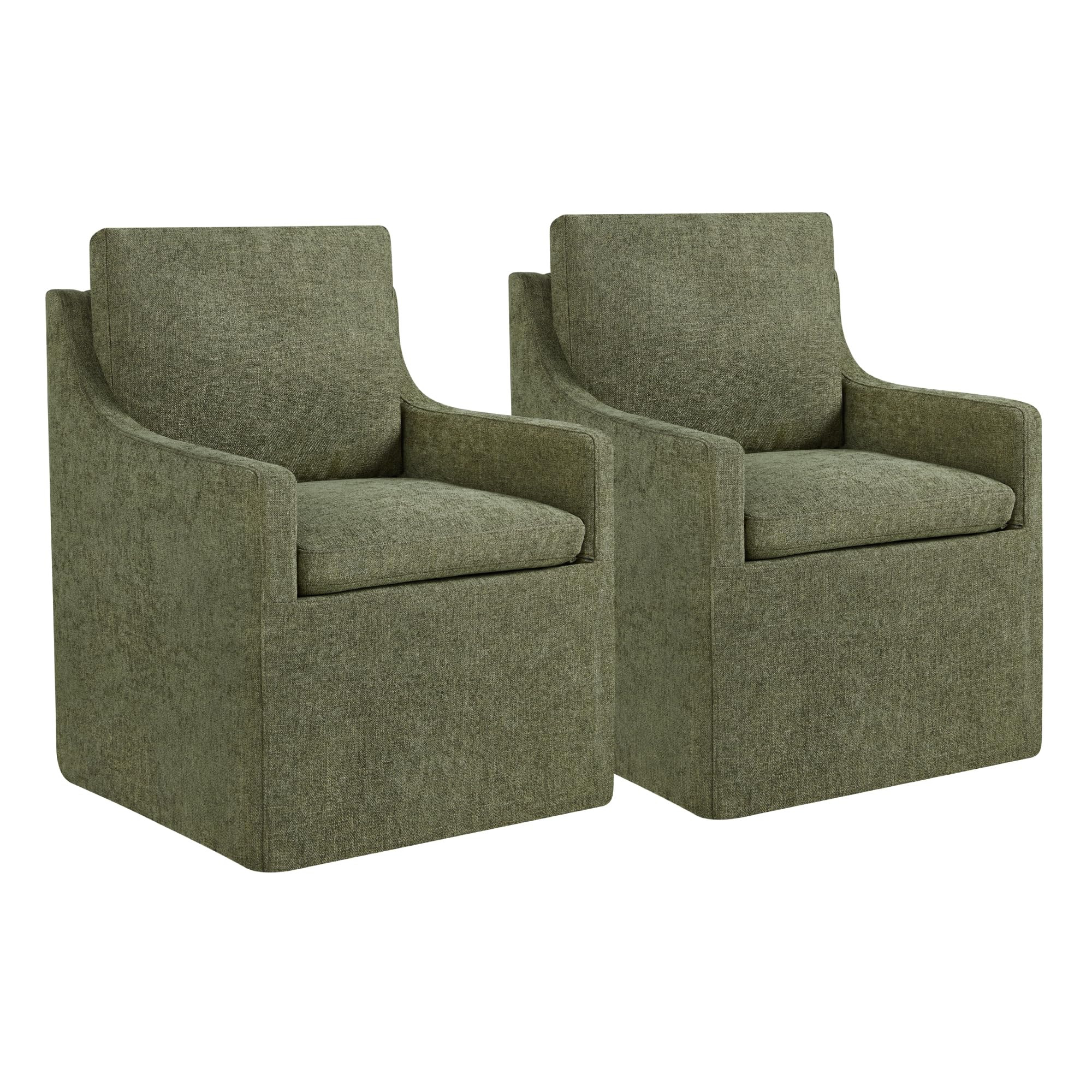 Upholstered Dining Chairs with Casters Easy Assembly Modern Accent Armchair with Rollers for Dini... | Amazon (US)