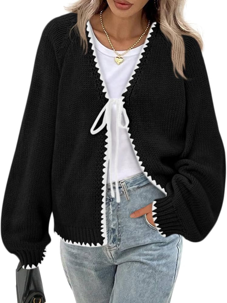PRETTYGARDEN Womens Fall Cardigan Sweaters 2025 Long Sleeve Open Front Tie Knit Loose Cute Lightw... | Amazon (US)