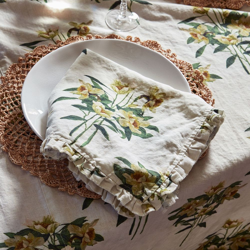 Narcissus Linen Ruffle Napkins | GreenRow