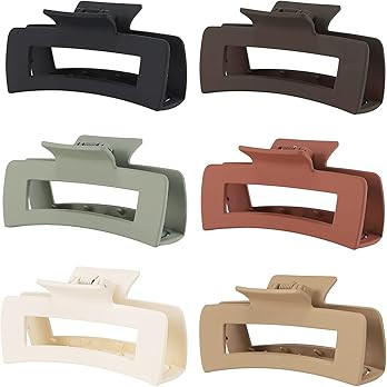 4 Inch Big Hair Claw Clips 6 Pcs Large Claw for Thick Hair Square Hair Clips for Women Rectangle ... | Amazon (US)