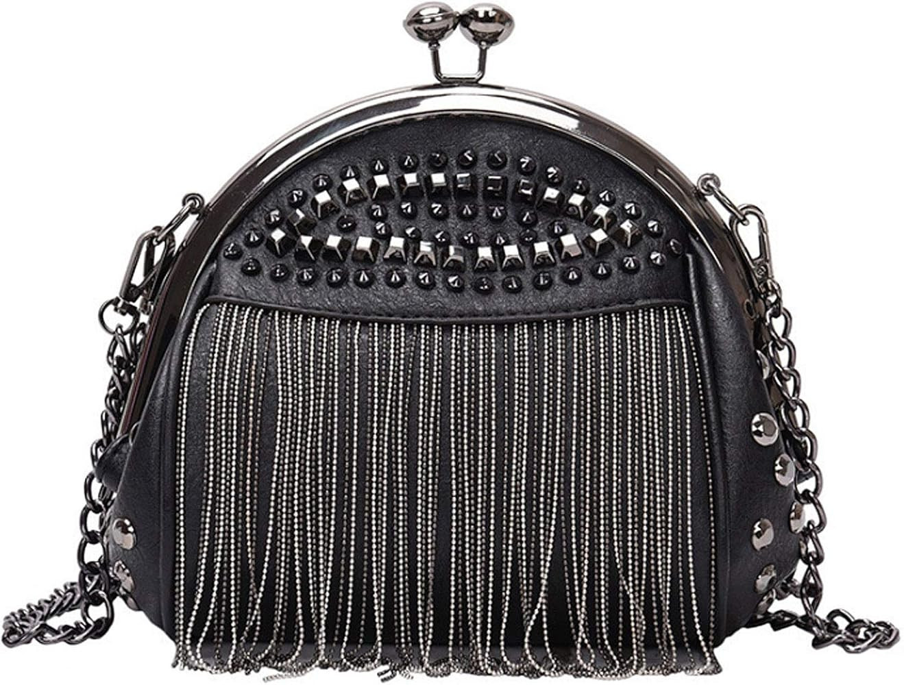 Women's Small Studs Rivet Crossbody Handbag Fashion Shell Shape Shoulder Messenger Bag | Amazon (US)